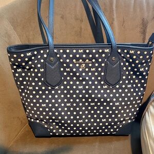 Michael Kors Navy and White Polka Dot Tote